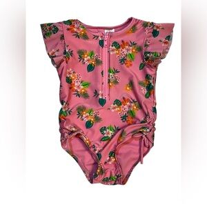 Cat & Jack Pink Floral Kids Swim One Piece